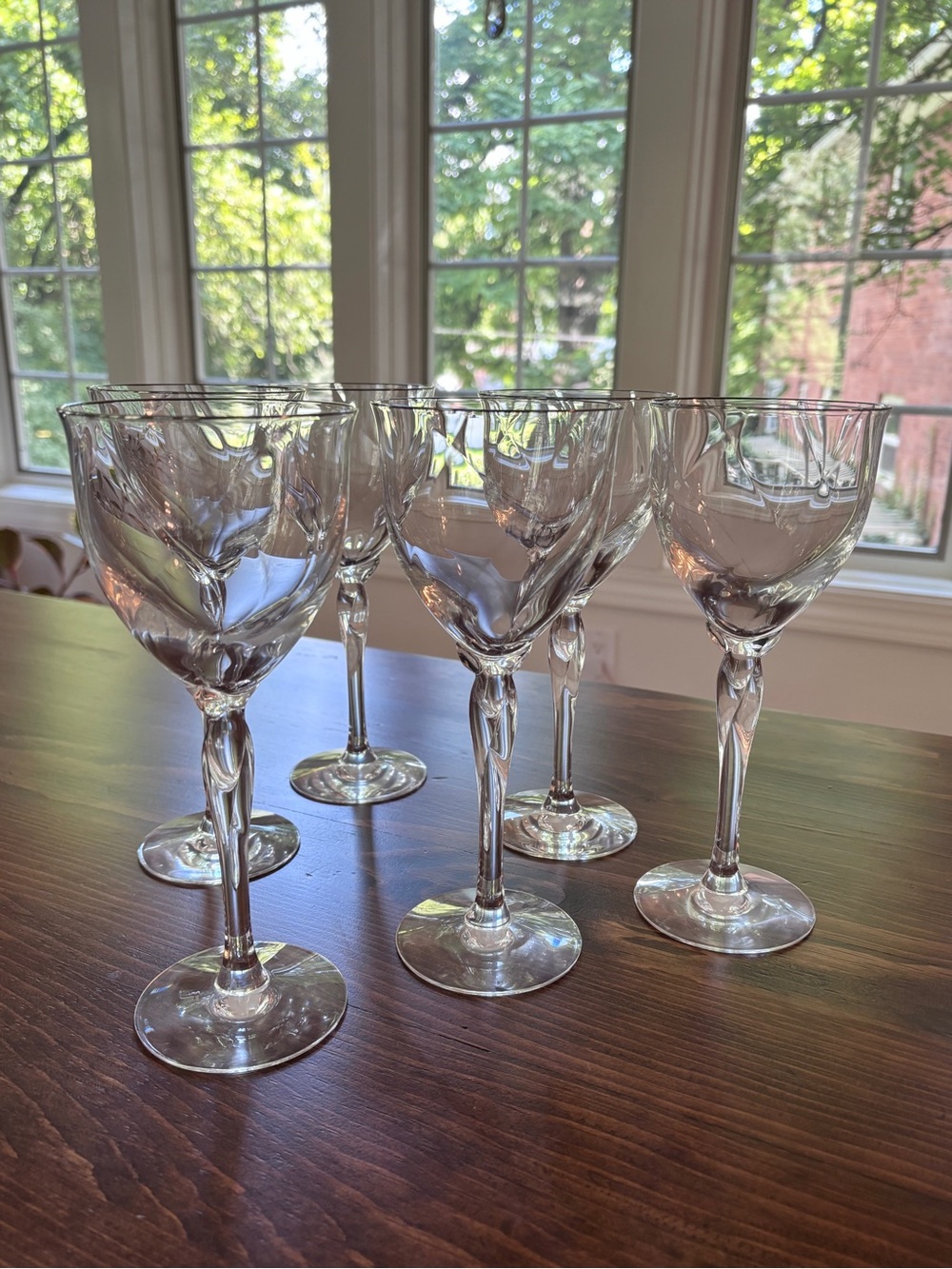 6 Lenox "Unity" Clear Blown Glass Water Goblets Elegant Clear Stemware